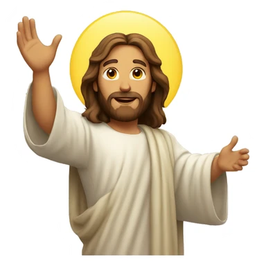 Jesus emoji with his hand raising in the air  sticker