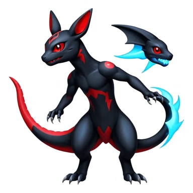 Guilmon-Salandit-Umbreon-Fakémon-hybrid-creature (full body)  sticker