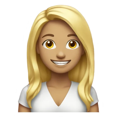 smiling girl with blonde hair saying happy new year sticker