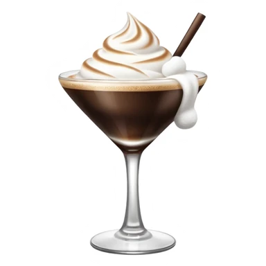 espresso martini glass with a fluffy marshmallow garnish sticker