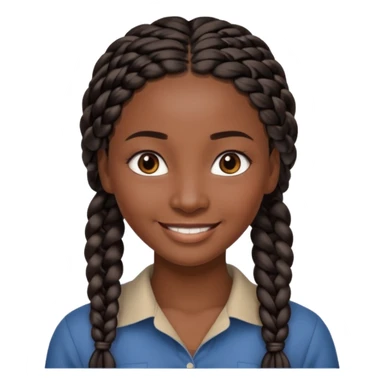 kenyan woman with long, black, braided hair in rows, brown eyes, pretty, round face sticker