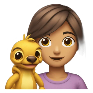 Stich y chica pelo castaño rizado sticker