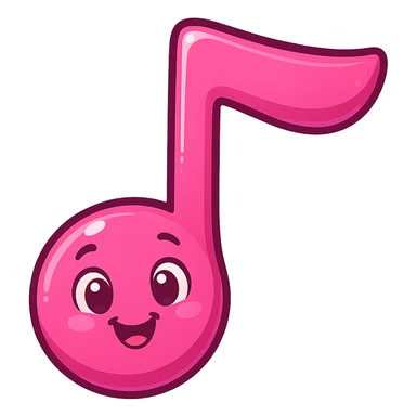 pink music note emoji, playful and bright sticker