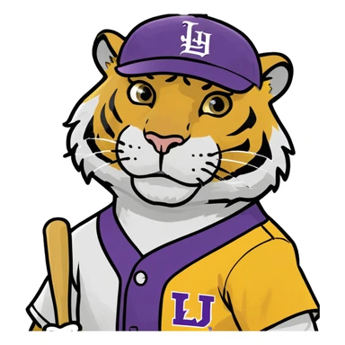Tiger wearing LSU baseball uniform  sticker