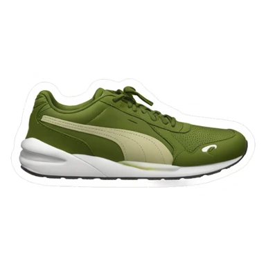 Olive green puma running shoe sticker