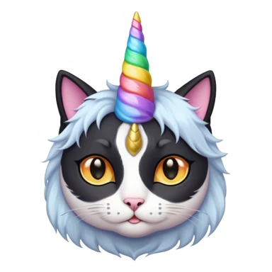 Black long haierd cat whit A unicorn horn sticker