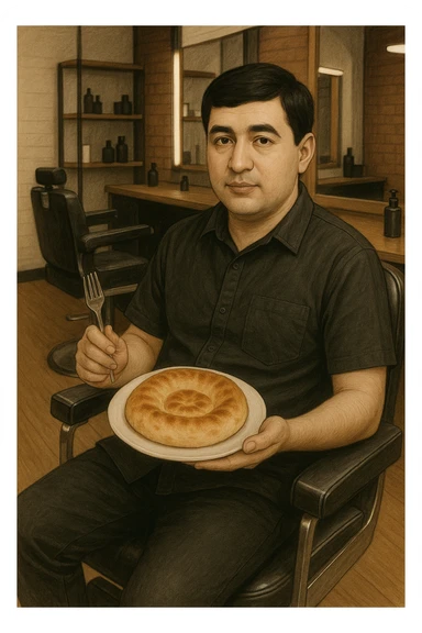 birinchidagi odamni yuziga 2 rasmdagi odamga uxshatib chizib bergin xuddu shunday non yen utirganini sticker