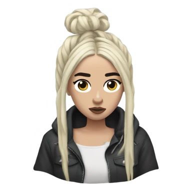 black haired Billie Eilish with bun sticker