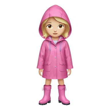 Blond girl with pink raincoat and hood and boots sticker