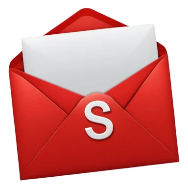 christmas red envelope with white "S" logo sticker