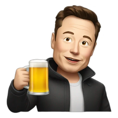 Elon Musk drink beer sticker