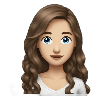 Cute brunette couple long hair blue eyes sticker