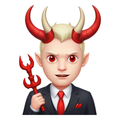devil businessman with horns and suit selling courses sticker