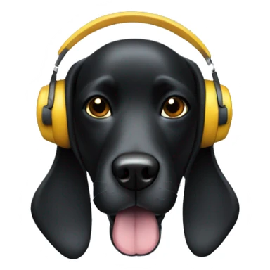 black dog in a headphones sticker