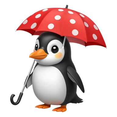 Penguin with red polka-dot umbrella sticker