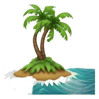 Island with palm tree and waves sticker