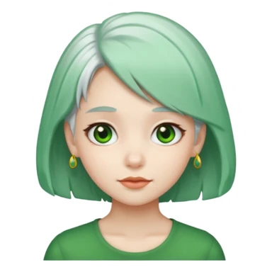 girl with white hair green hair clip sticker