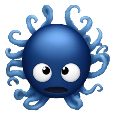 Obscured in darkness, a pair of large, glowing white eyes, and six tentacles, tinted a dark royal blue. sticker