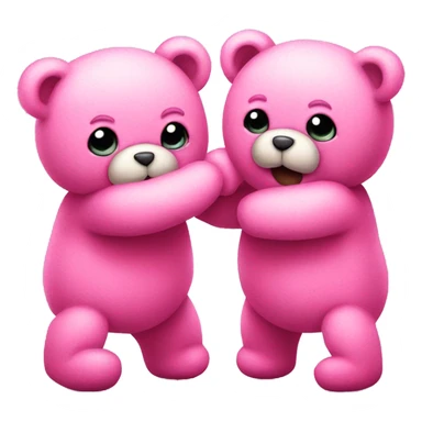 two pink teddy bears fighting sticker