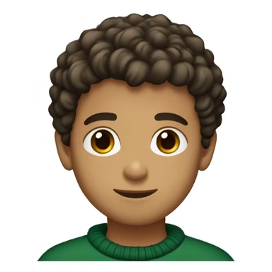 winter, christmas, young boy, short curly brown hair, brown eyes, hispanic, dark green sweater sticker