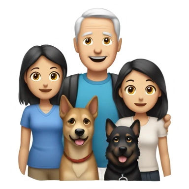 60 year old white man with TWO Asian girls and TWO German Shepard dogs sticker