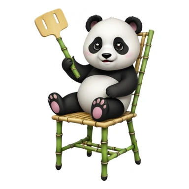 big playful panda testing durability of dining chair, expressive, clear subject focus, no background, emoji style sticker