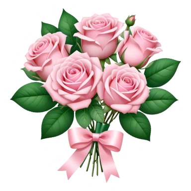 A sparkly romantic beautiful cute pretty aesthetic soft-pink bouquet of roses inside foliage with a small ribbon sticker
