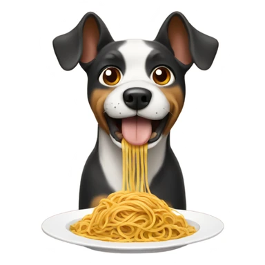 Dog eating spaghetti  sticker