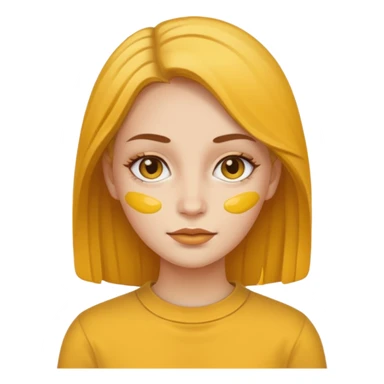 Female with mustard sticker