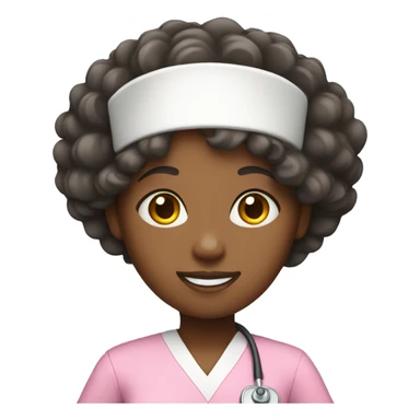 black nurse with curly hair and pink scrubs sticker