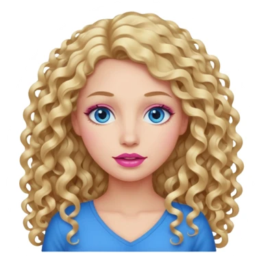 açık tenli  uzun kıvırcık sarı saçlı mavi gözlü   dudak rengi pembe yetişkin kadın bana emoji oluştur sticker