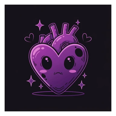 goth heart, cute, expressive, minimal sticker