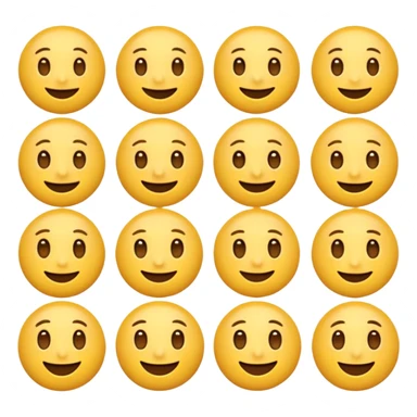 Emoji challenge.
Show 16 emojis that are almost identical.
Only one emoji has a small difference in shape or expression.
Neutral background, soft shadows.
Increase difficulty slightly.
Add subtle animation to keep attention. sticker