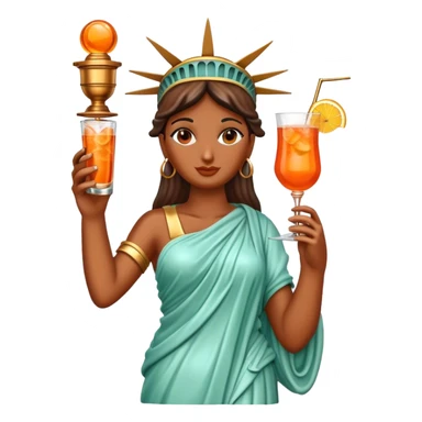 FULL BODY OF STATUE OF LIBERTY WITH AN APEROL SPRITZ COCKTAIL sticker