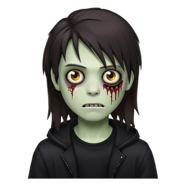 boy zombie with darkish brown long hair emo sticker