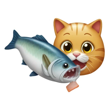 Cat eating fish sticker
