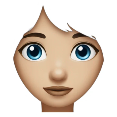 Dark brown long hair fringe girl with blue eyes sticker