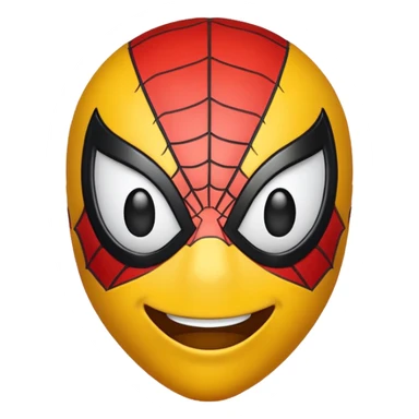 create a yellow emoji of spiderman. style old emoji sticker