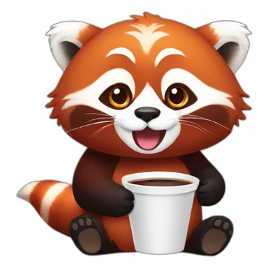 Red panda drinking takeaway coffee sticker