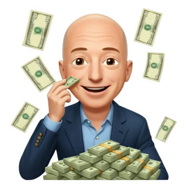 jeff bezos sniff money and laughing like madman sticker
