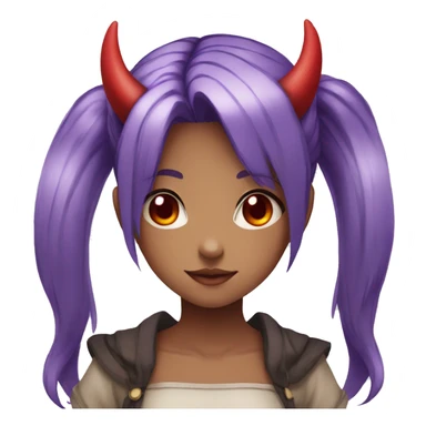 Anime Girl with purple hair,red eyes,red horns  sticker