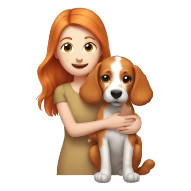 Ginger girl holding dog and kuddle sticker