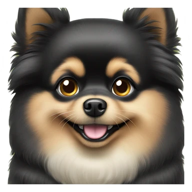 Black Pomeranian with sparkling eyes begging for food sticker