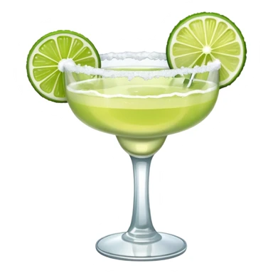 Margarita – glass with salted rim, lime wedge, ice sticker