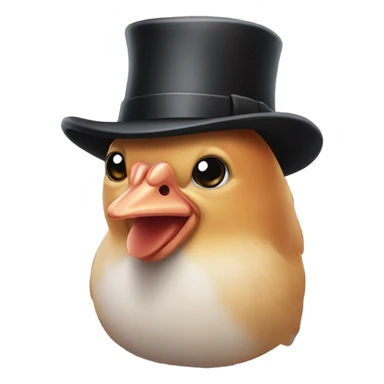 Whole cooked chicken wearing a bowler hat sticker