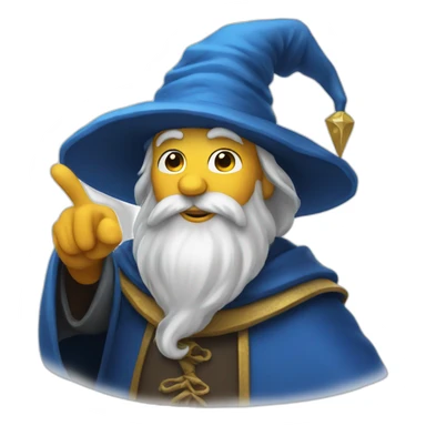 Wizard with a blue hat and the affirmative sign with the right thumb. sticker