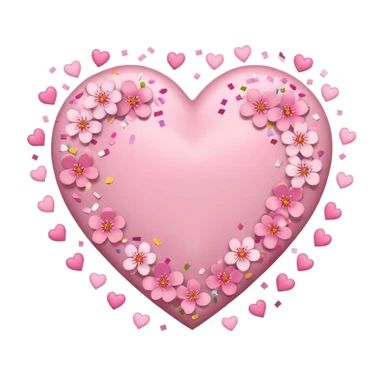 heart with sakura and confetti sticker