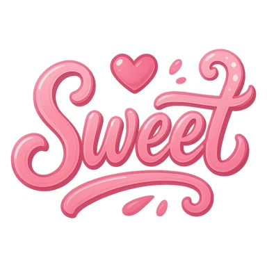 the word 'sweet' in a creative, pink-themed style, remove background sticker