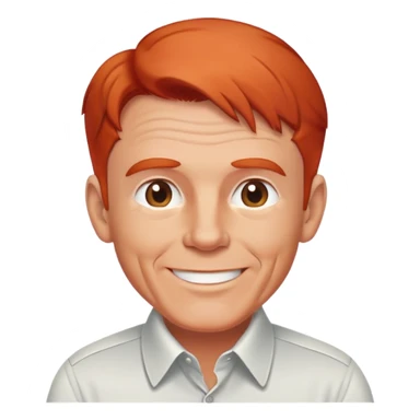 cheerful senior white male, athletic build, receding red hair, professional and friendly, in a collared shirt sticker