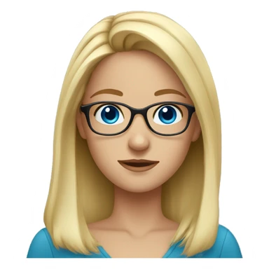 Blonde girl with glasses and blue eyes  sticker